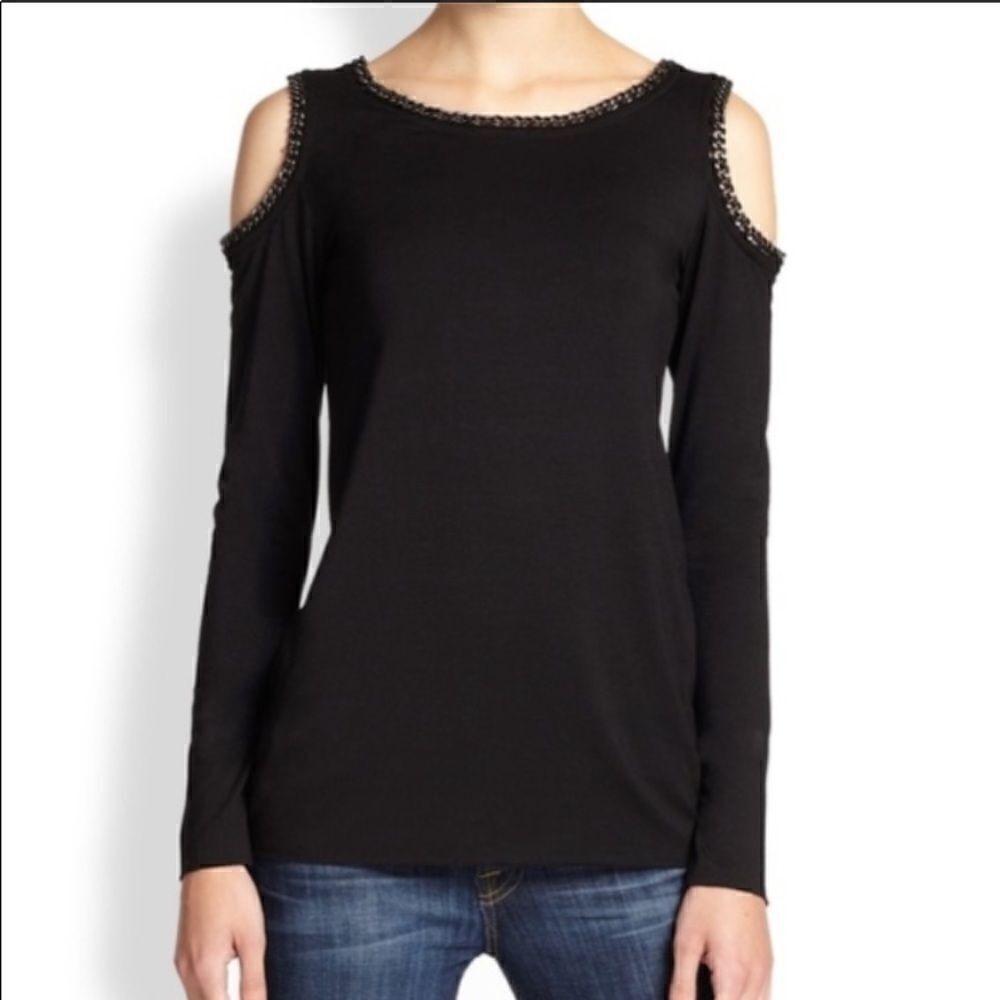 Bailey 44 Cold shoulder w/ chain detail top